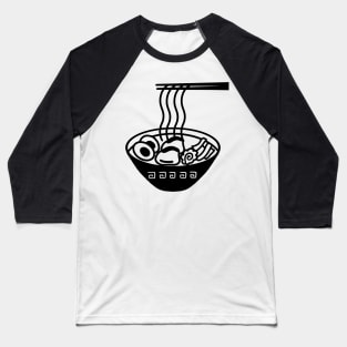 Simple Black and White Outline Ramen Logo Art Baseball T-Shirt